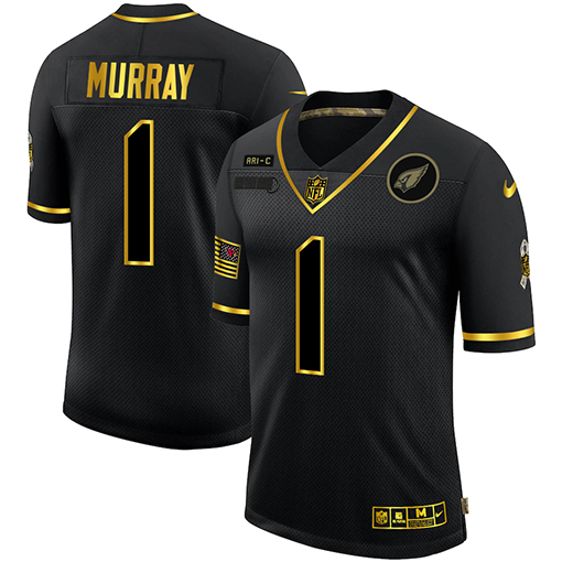 Arizona Cardinals #1 Kyler Murray Men Nike 2020 Salute To Service Golden Limited NFL black Jerseys